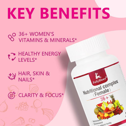 JulyDeer Women's Multivitamin - Complete Daily Multivitamin and Multimineral with Vitamins A, C, D, E, B-Complex, Zinc - 60 Tablets