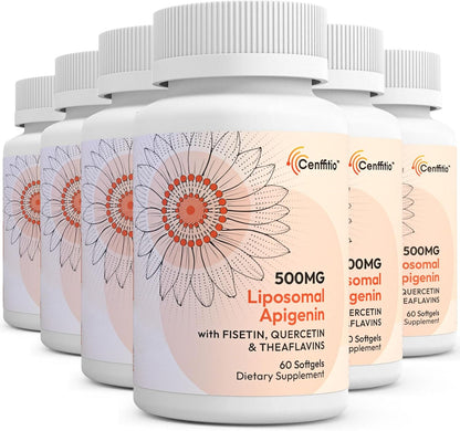 Cenffitio Liposomal Apigenin 500mg Softgels – Optimal Apigenin Supplement with Fisetin, Quercetin and Theaflavins – 4-Month Supply
