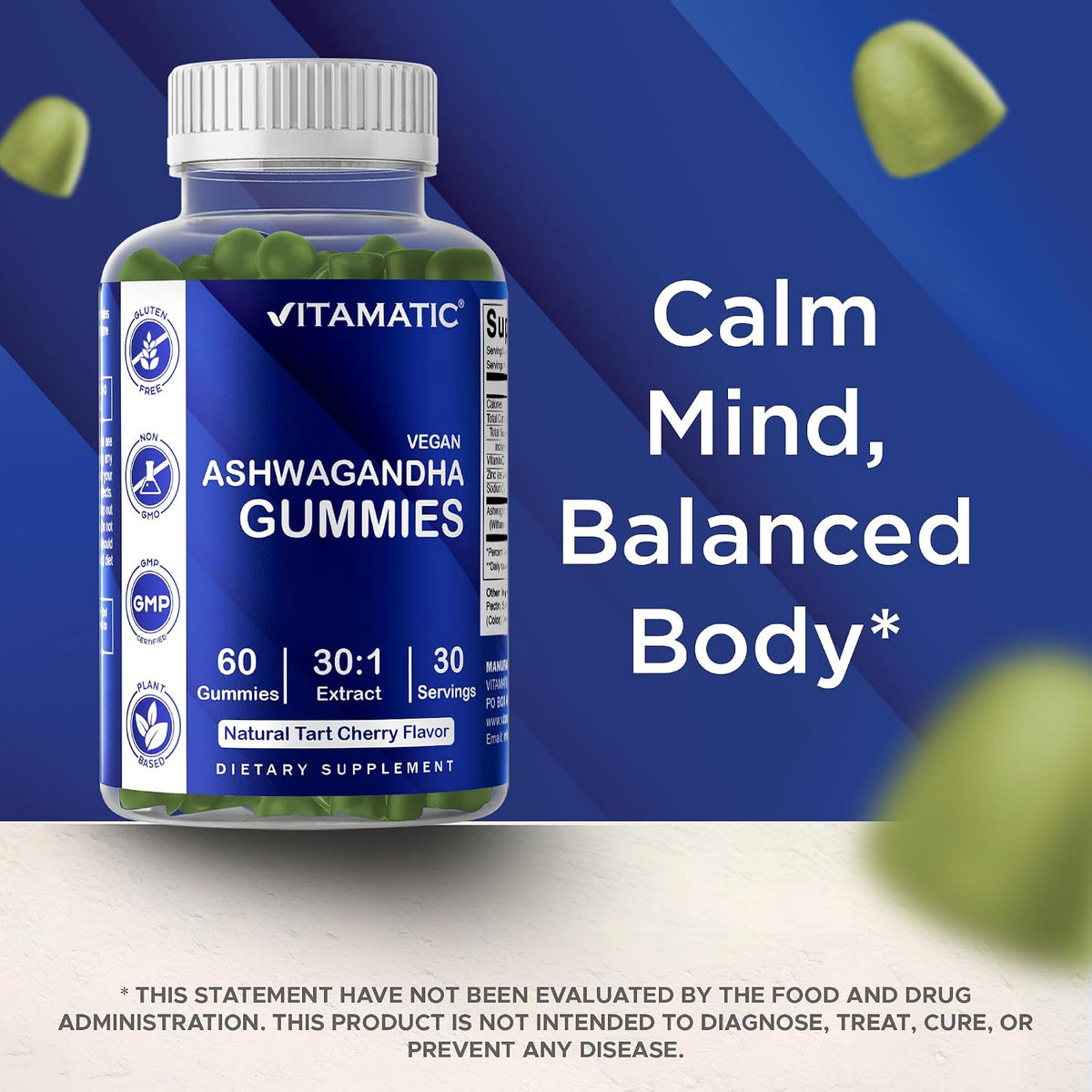 Vitamatic Ashwagandha 30:1 Extract Gummies - 50mg per Serving, 3% Withanolides, 60 Count - görsel 7