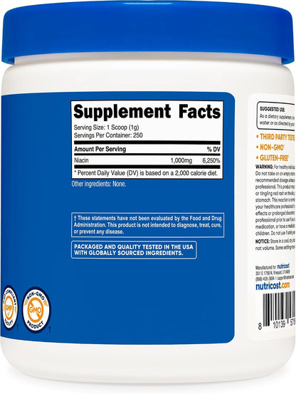 Nutricost Niacin (Vitamin B3) Powder - 500g (2-Pack) - 1g per Serving