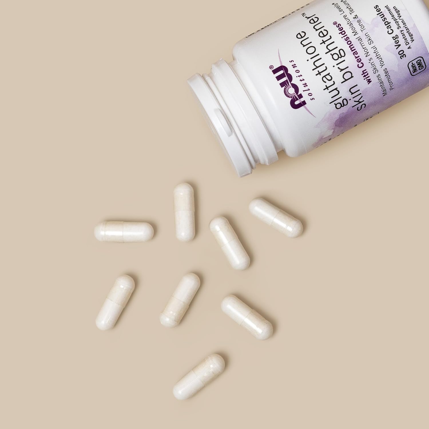 NOW Foods Solutions, Glutathione Skin Brightener with Ceramosides®, Moisturising and Illuminating, 30 Vegetable Capsules - görsel 6