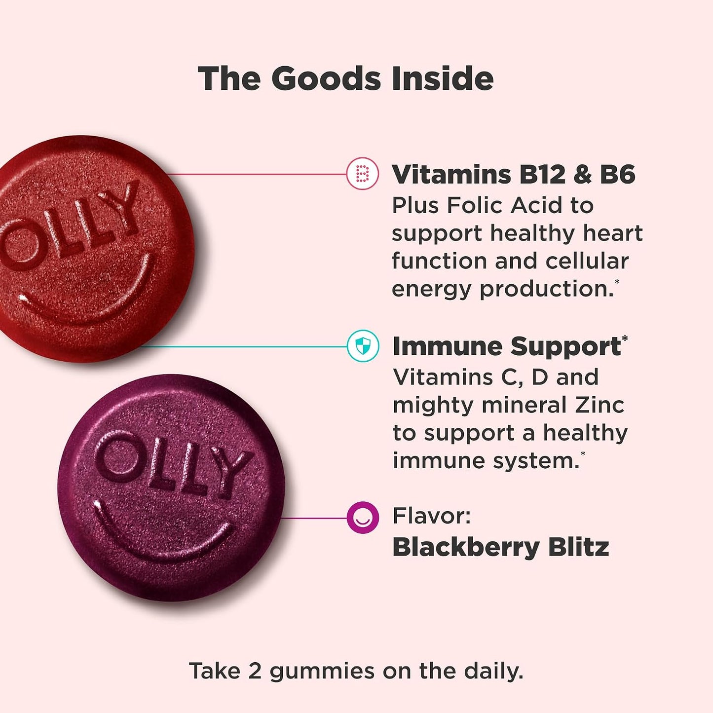 OLLY Men's Multivitamin Gummy – Blackberry Flavour, 90 Gummies (45-Day Supply) - görsel 3