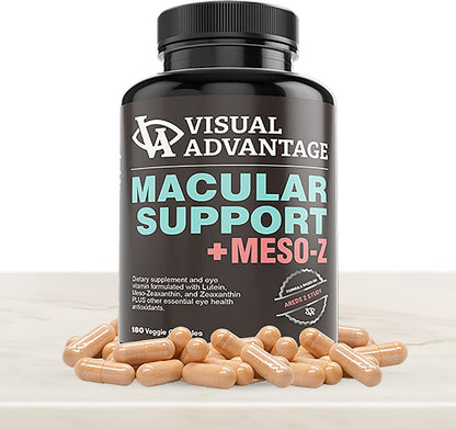 Visual Advantage® Macular Support + Meso-Z – Eye Supplement with Triple Carotenoids for Blue Light Defence (180 Soft Gel Capsules)