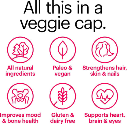 Wellthy Her Women's Daily Vegan Multivitamin – Natural Ingredients for Healthy Hair, Skin and Nails (30 Day Supply)