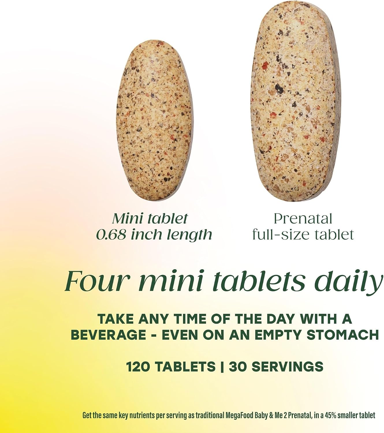 MegaFood Baby & Me 2 Antenatal Multi Minis - Antenatal Vitamins for Women with Choline & Methyl Folate - Gluten-free, Vegetarian, Pre Natal Multivitamin for Women – 120 Minis Tablets, 30 Servings - görsel 5