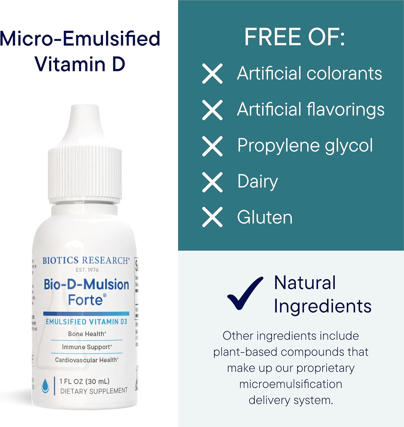 BIOTICS RESEARCH Bio-D-Mulsion Forte Liquid Vitamin D Drops 4000 IU, Vitamin D3 2000 IU per Drop, 1 fl oz - görsel 4