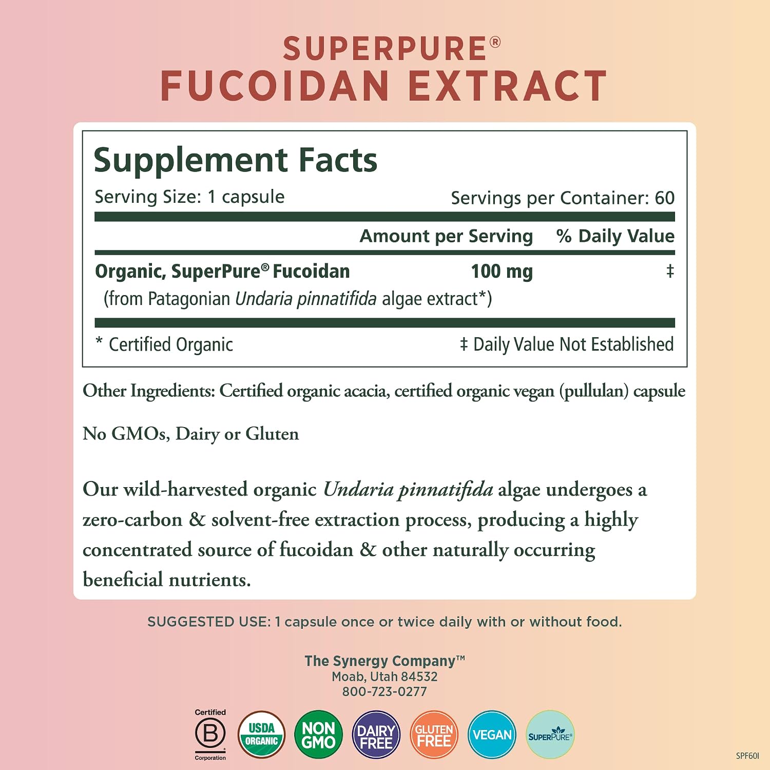 PURE SYNERGY SuperPure Fucoidan Extract – Organic Brown Seaweed, 60 Capsules - görsel 2