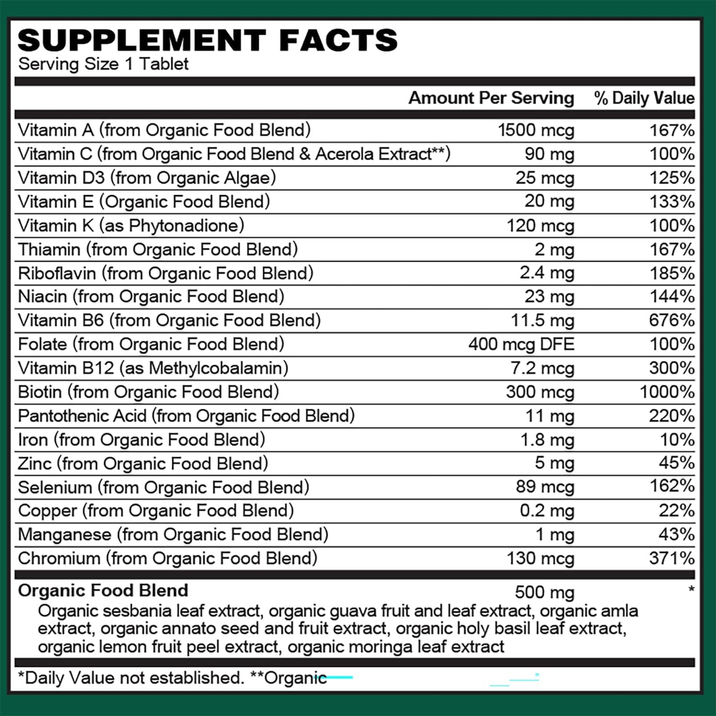 PlantFusion Organic Multivitamin for Men – One Daily Whole Food Blend – Vegan, Non-GMO, Gluten-free & Dairy-free – 60 Tablets - görsel 6
