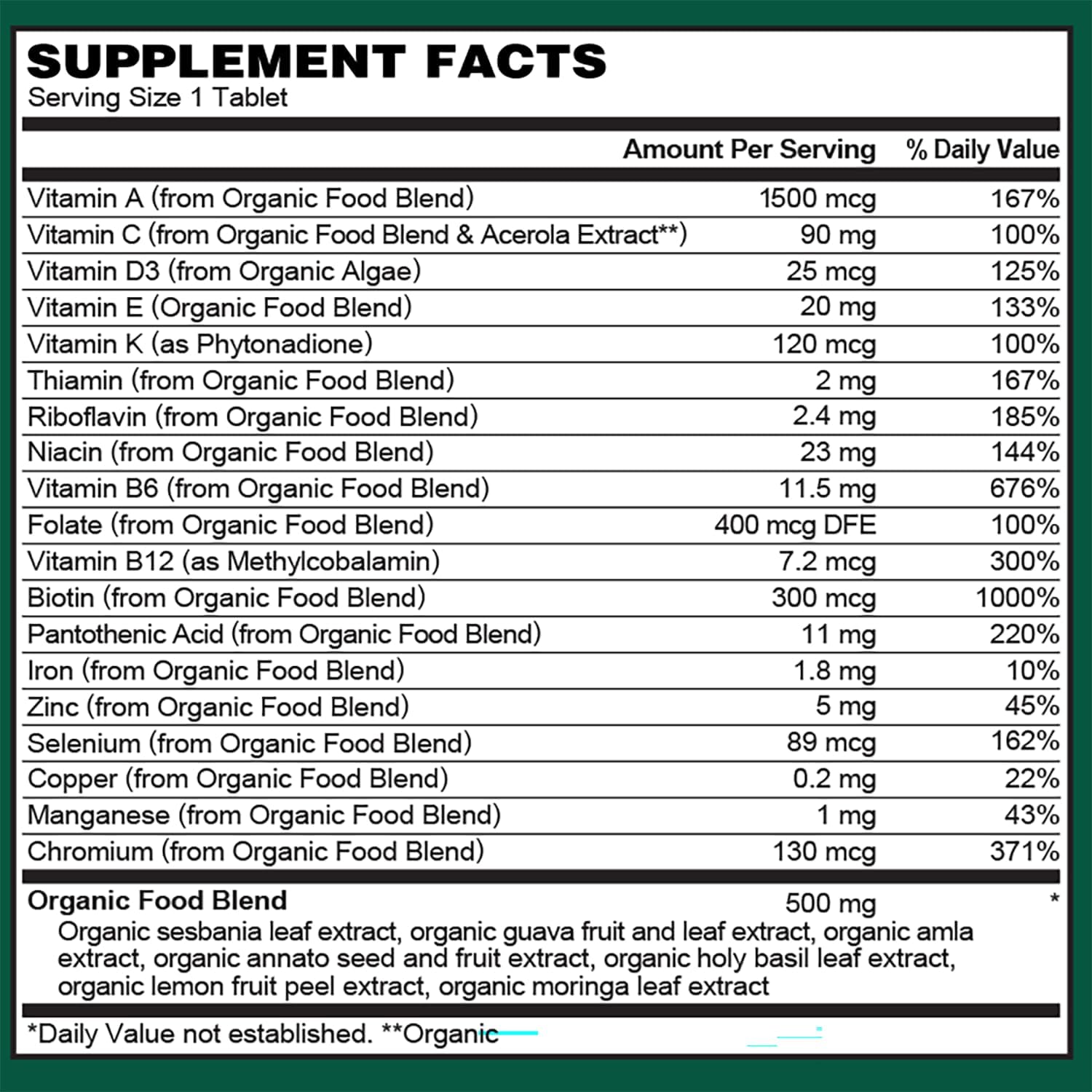PlantFusion Organic Multivitamin for Men – One Daily Whole Food Blend – Vegan, Non-GMO, Gluten-free & Dairy-free – 60 Tablets - görsel 6