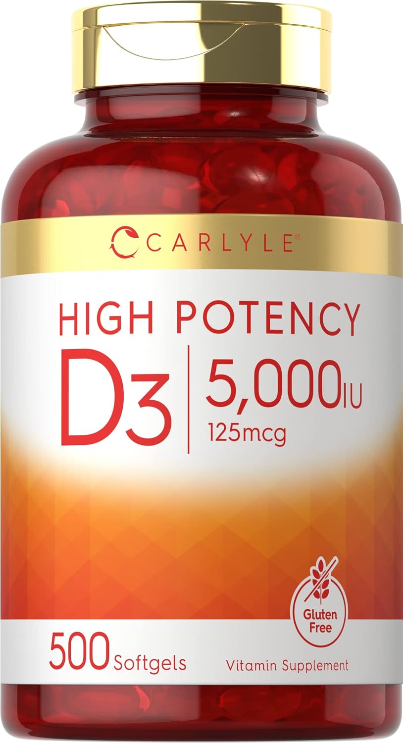 Carlyle Vitamin D3 5000 IU Softgels, 500 Count - görsel 1