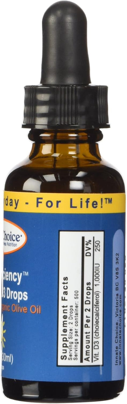 Innate Choice D Sufficiency Liquid Vitamin D3, 30 ml (500 IU per Drop)