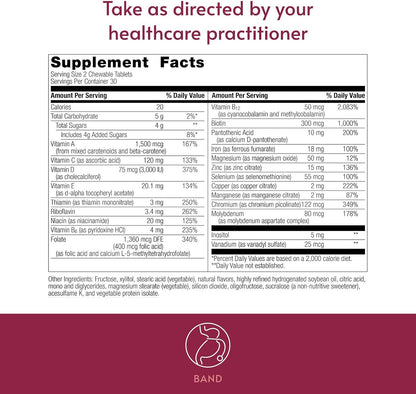 Bariatric Advantage Chewable Multi RP Multivitamin - for Bariatric Surgery Patients - with Iron, Copper, Vitamin C, A, Zinc & More - 100% NRV of 18 Nutrients - Mixed Fruit - 60 Chewable Tablets