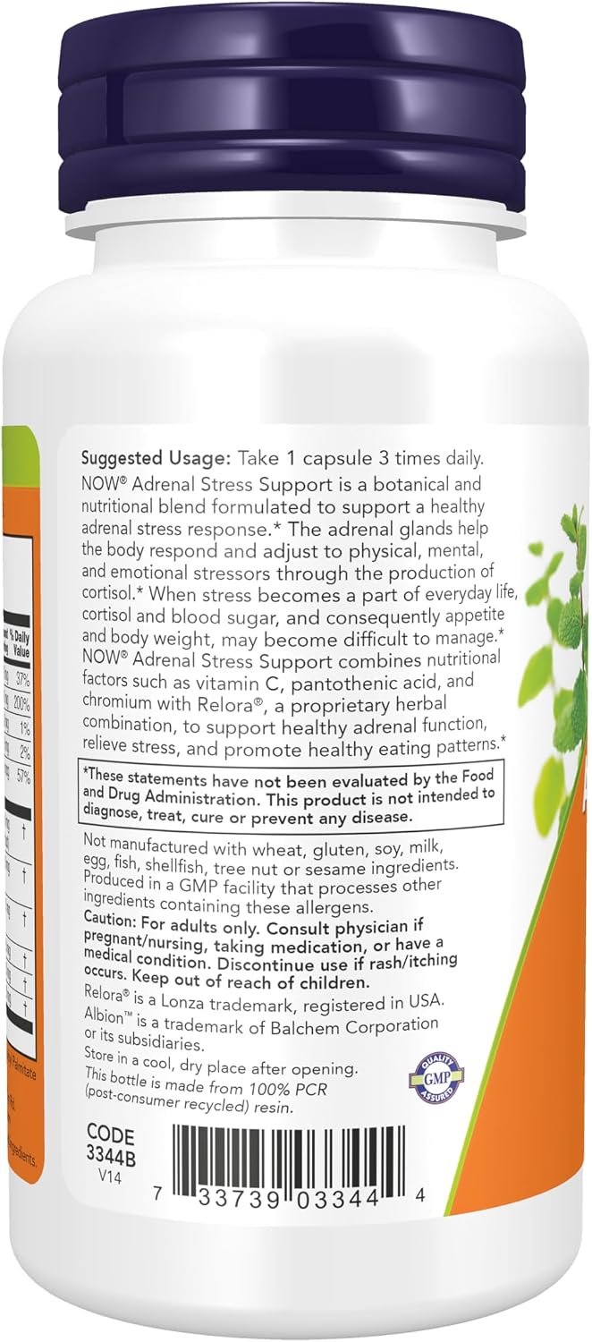 NOW Foods Adrenal Stress Support, Cortisol Support Formula with Relora, 90 Veg Capsules - görsel 3