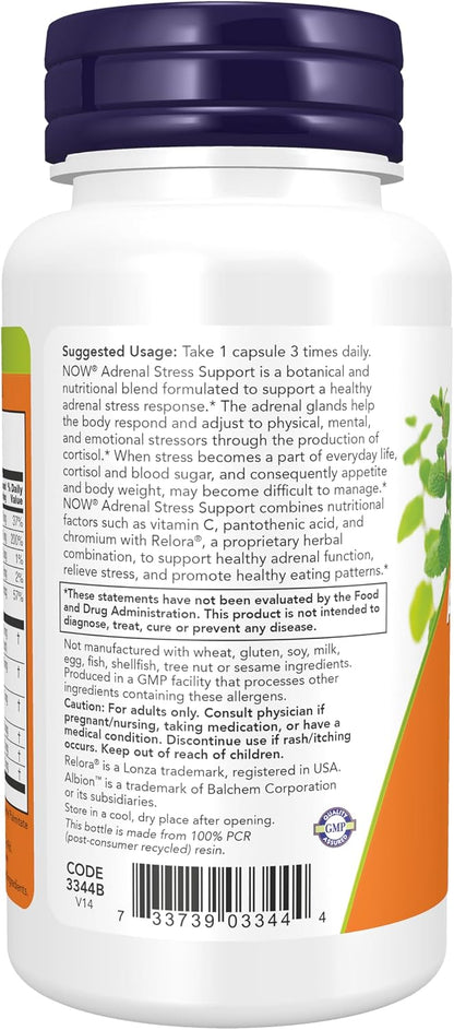 NOW Foods Adrenal Stress Support, Cortisol Support Formula with Relora, 90 Veg Capsules