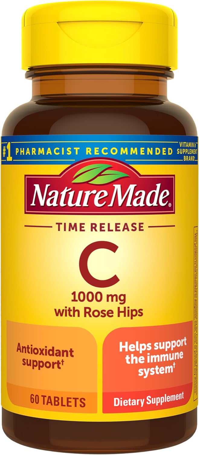 Nature Made Vitamin C 1000mg with Rose Hips - Time Release Tablets, 60 Tablets - görsel 1