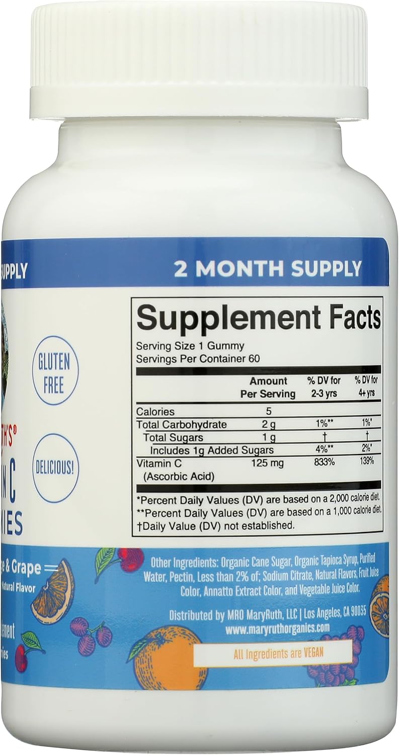 MaryRuth's Organics Vitamin C Gummies – Immune Support, Vegan, 60 Gummies - görsel 7