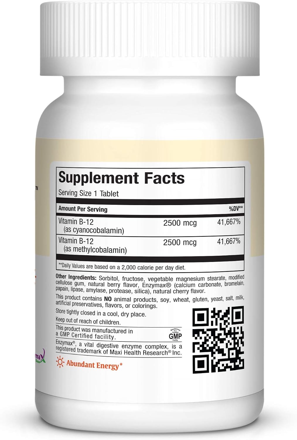 Maxi Health Chewable Vitamin B12 5000 mcg Tablets – B12 Chewables for Adults, Dual Form Methylcobalamin & Cyanocobalamin – Dissolvable B12 Tablets – Energy, Brain & Nerve Support – Kosher – 60 Count - görsel 2