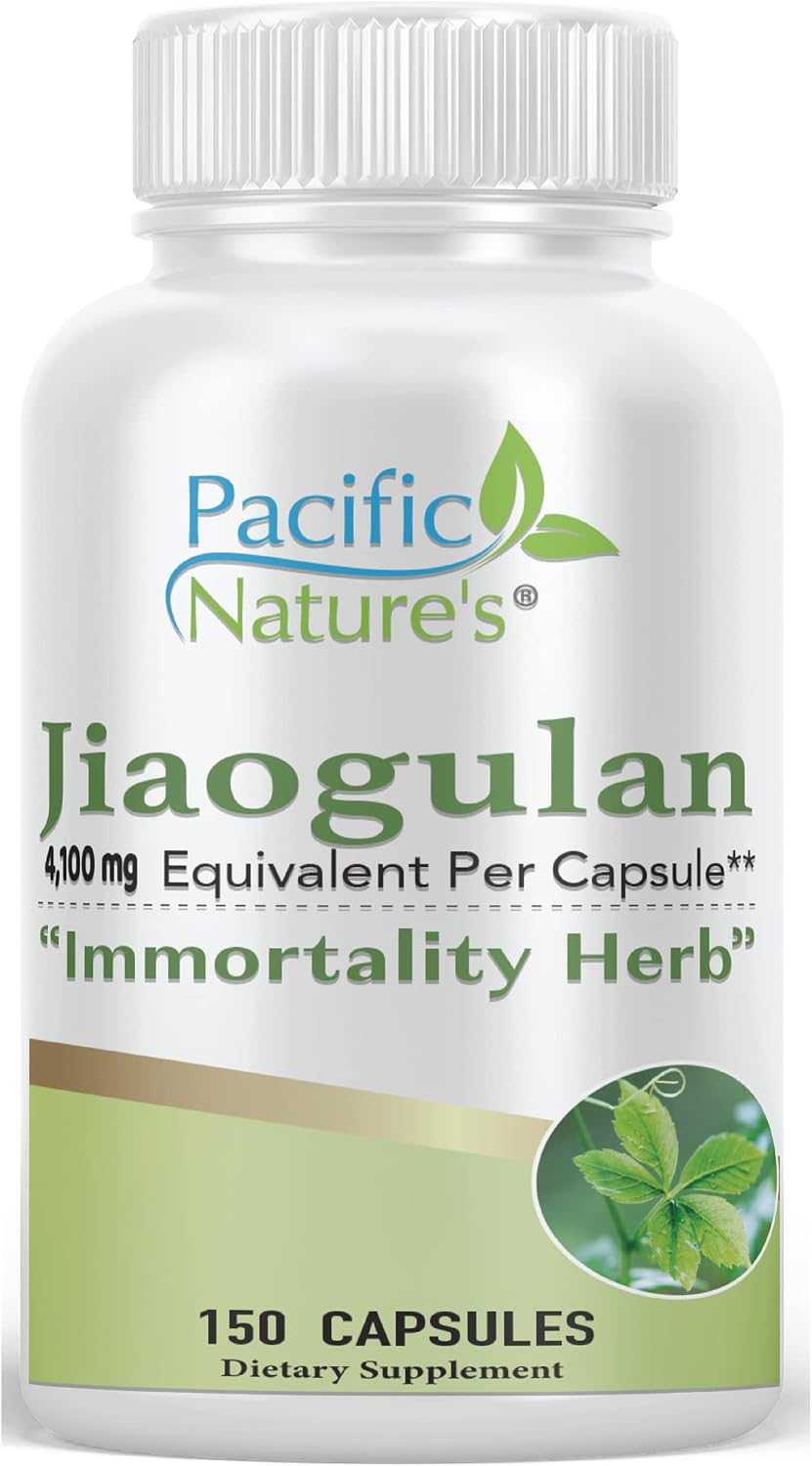 Pacific Nature's Jiaogulan Herbal Supplement (150 Capsules) 4100mg Gynostemma Pentaphyllum Extract (Standardised 10:1) - Gluten-free, Non-GM - görsel 1