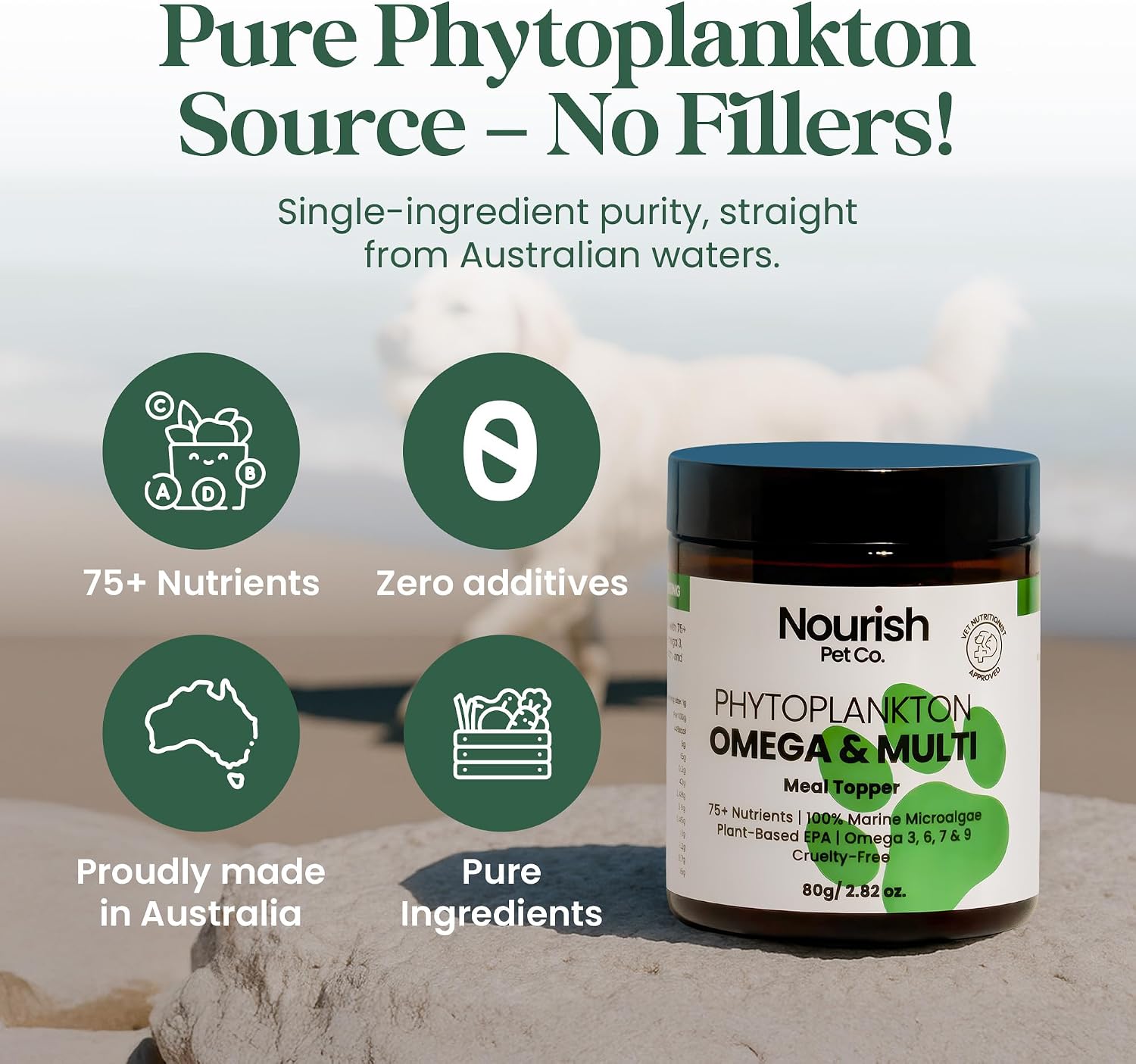 Nourish Pet Co. Phytoplankton Omega & Multivitamin for Dogs and Cats – 80g - görsel 3