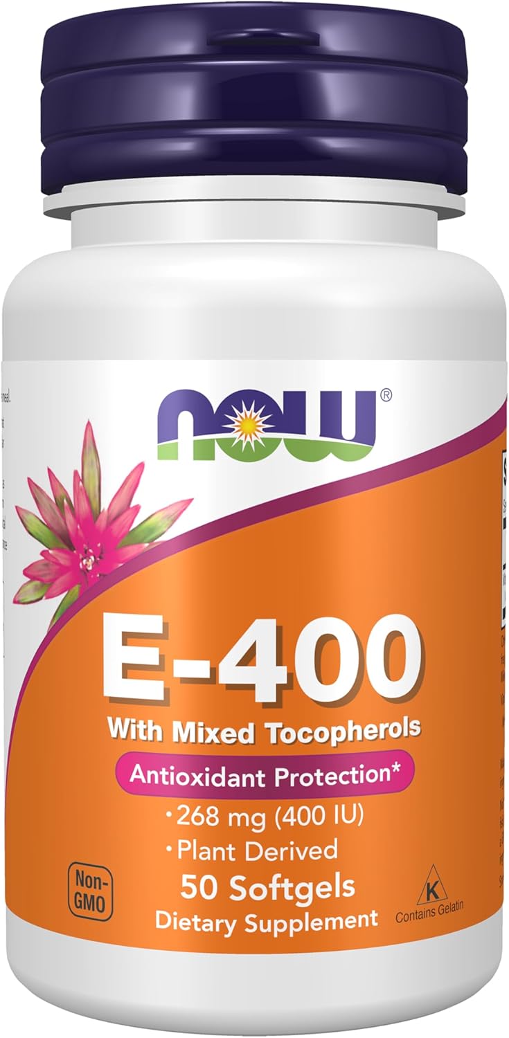 NOW Foods Vitamin E 400 IU with Mixed Tocopherols, 50 Softgels - görsel 1