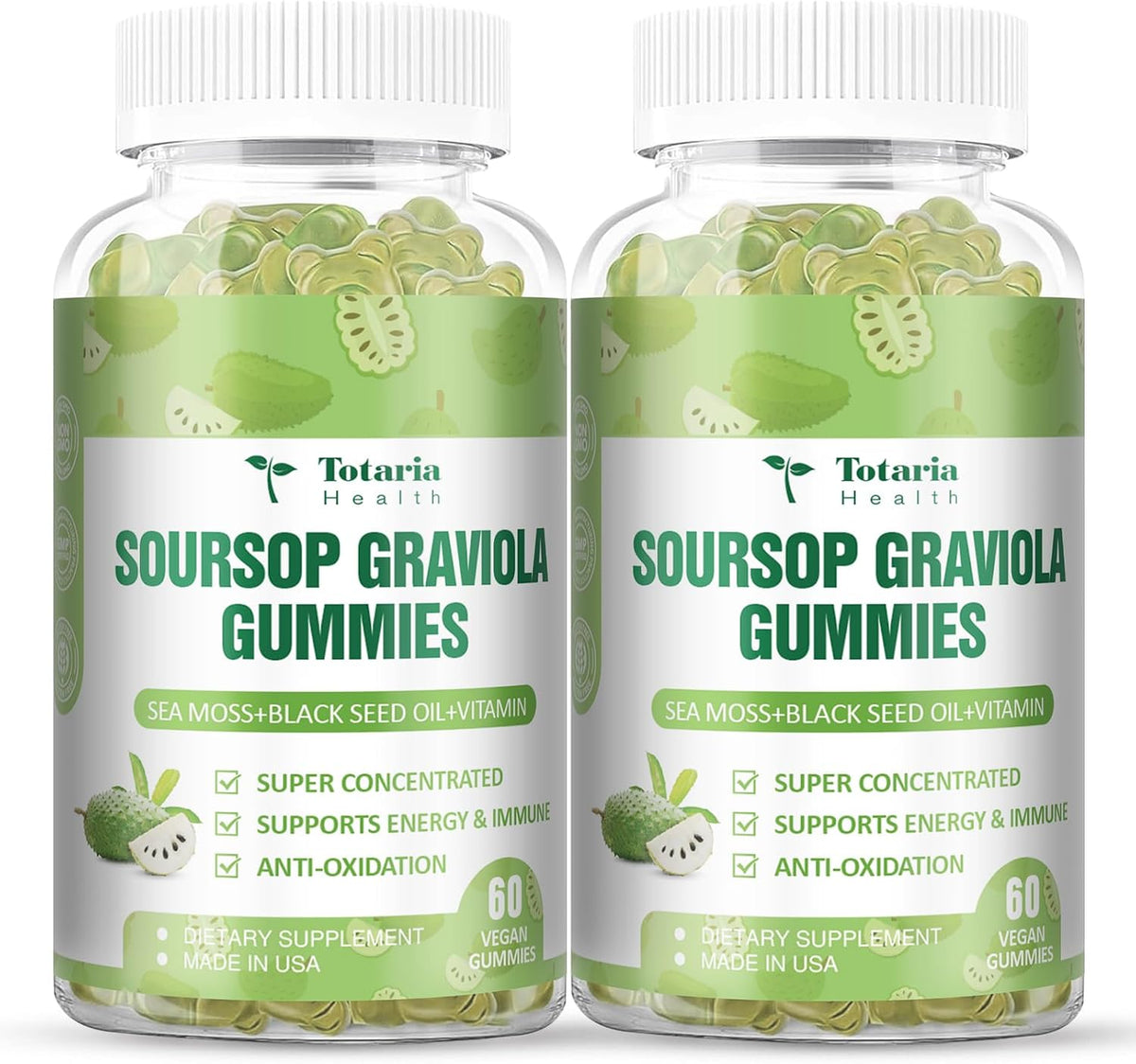 Totaria Sugar Free Soursop Oil Graviola Sea Moss Gummies - Supports Digestive, Sleep, Skin Health, Immunity & Antioxidant - Guanabana Fruit with Sea Moss, 150mg Black Seed Oil Organic Non-GM Vegan - görsel 10