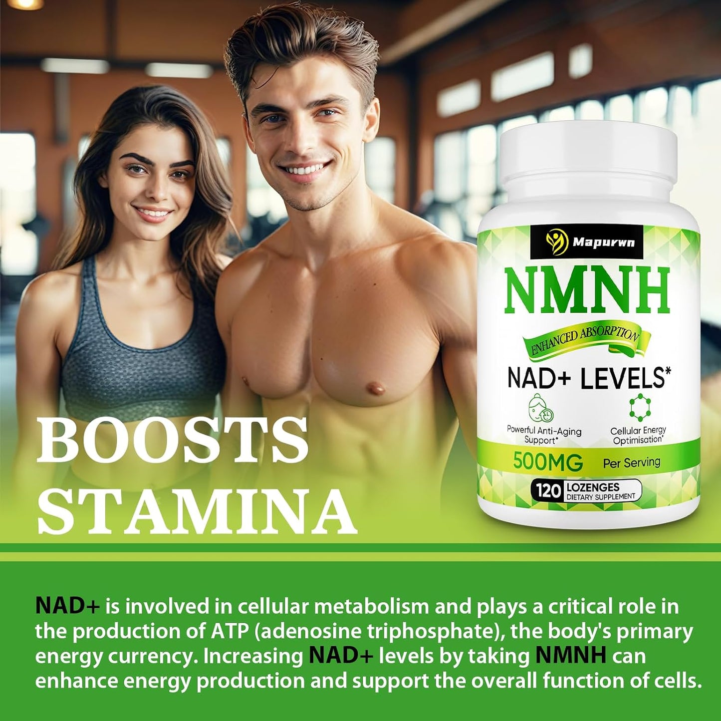 Mapurwn NMNH (Dihydronicotinamide Mononucleotide) - 500mg NAD+ Food Supplement, 120 Lozenges - görsel 6