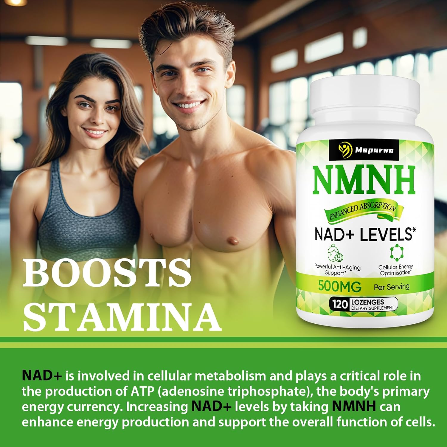 Mapurwn NMNH (Dihydronicotinamide Mononucleotide) - 500mg NAD+ Food Supplement, 120 Lozenges - görsel 6