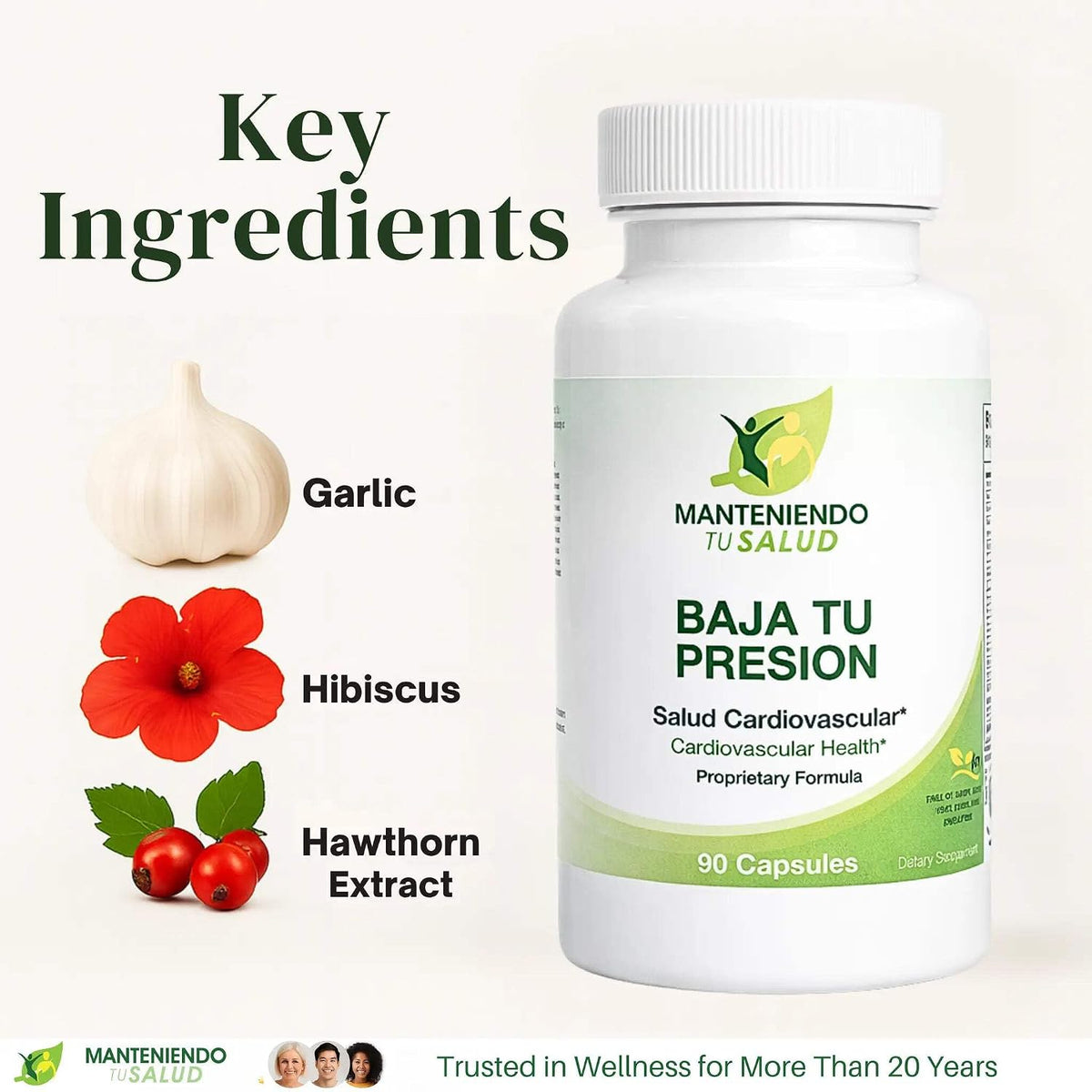 Baja Tu Presion Hawthorn Extract, Herbal Supplement, Garlic Extract, 90 Capsules - görsel 4