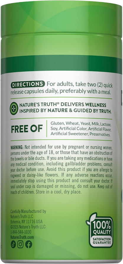 Nature's Truth Dandelion Root Capsules - 100 Capsules, Non-GMO & Gluten-free Herbal Supplement