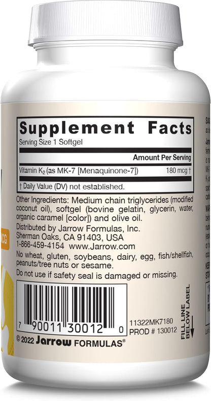 Jarrow Formulae MK-7 90 mcg – Bioactive Vitamin K2 for Bone Health (30 Softgels)