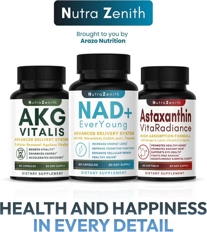 NAD+ Supplement with Nicotinamide Riboside, CoQ10 and Resveratrol – 60 Capsules