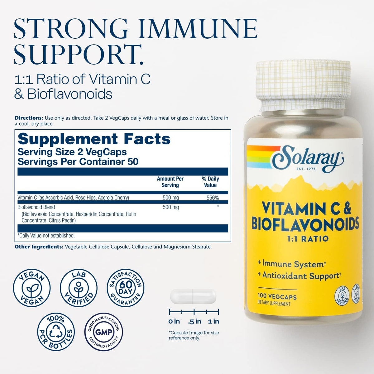 SOLARAY Vitamin C 500mg with Citrus Bioflavonoids - görsel 2