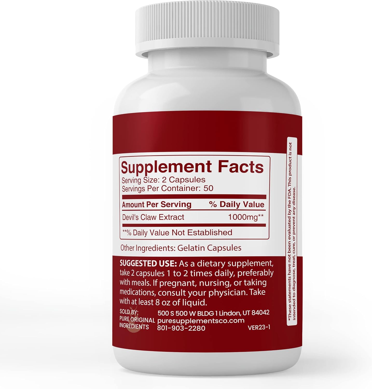 PURE ORIGINAL INGREDIENTS Devil's Claw Extract, 100 Capsules - görsel 3