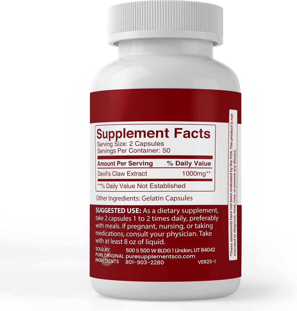 PURE ORIGINAL INGREDIENTS Devil's Claw Extract, 100 Capsules - görsel 3