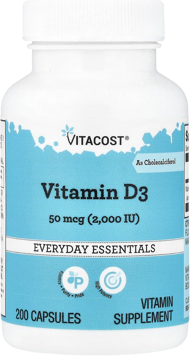 Vitacost Vitamin D3, 50 mcg (2000 IU), 200 Capsules - görsel 1