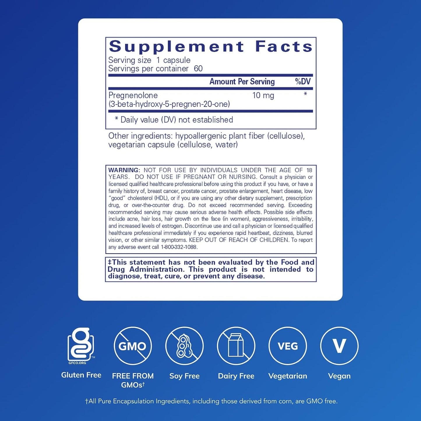 Pure Encapsulations Pregnenolone 10 mg – Hormone Precursor for Memory and Wellbeing - görsel 2