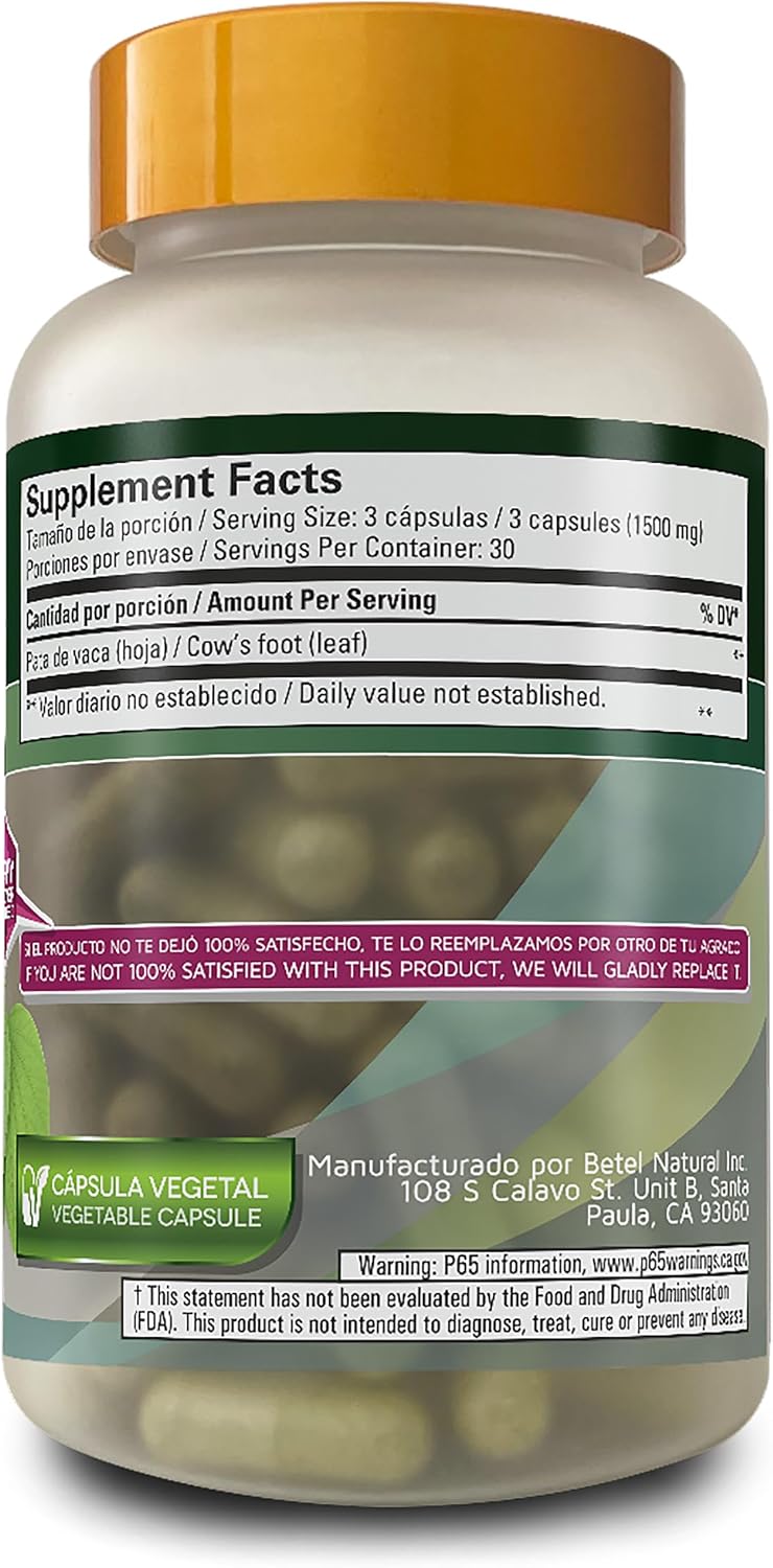 Betel Natural Pata de Vaca (Cow's Foot Herb) - 1500 mg, 100% Pure, Vegetarian Capsules - görsel 2
