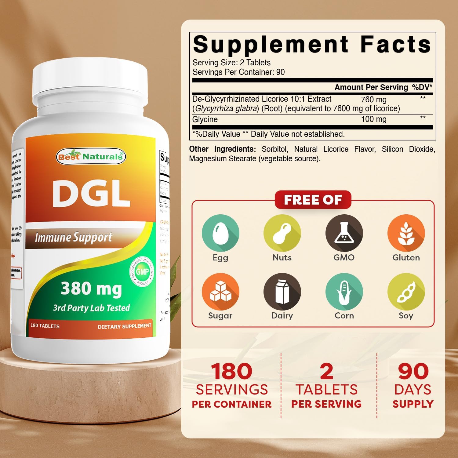Best Naturals DGL Chewable 380 mg – 180 Tablets (Pack of 2) - görsel 2