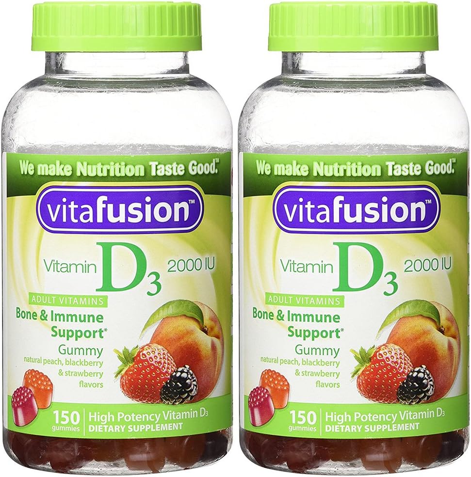 Vitamin D3 Gummy Vitamins, Assorted Flavours, 150 Count (2 Bottles) - görsel 1