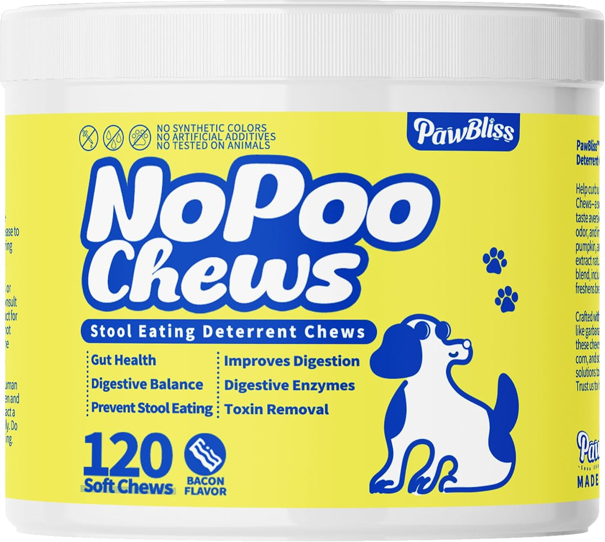 No Poo Chews for Dogs – Stop Poo Eating with Coprophagia Deterrent – Probiotic & Enzyme Soft Chews – Digestive & Breath Support – 120 Bacon-Flavoured Chews - görsel 1