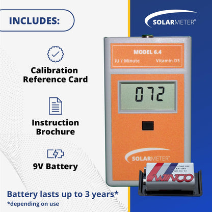 Solarmeter Model 6.4 UVB Metre – Digital UV Radiometer for Vitamin D Testing, 280-320 nm, 0-1999 IU/min