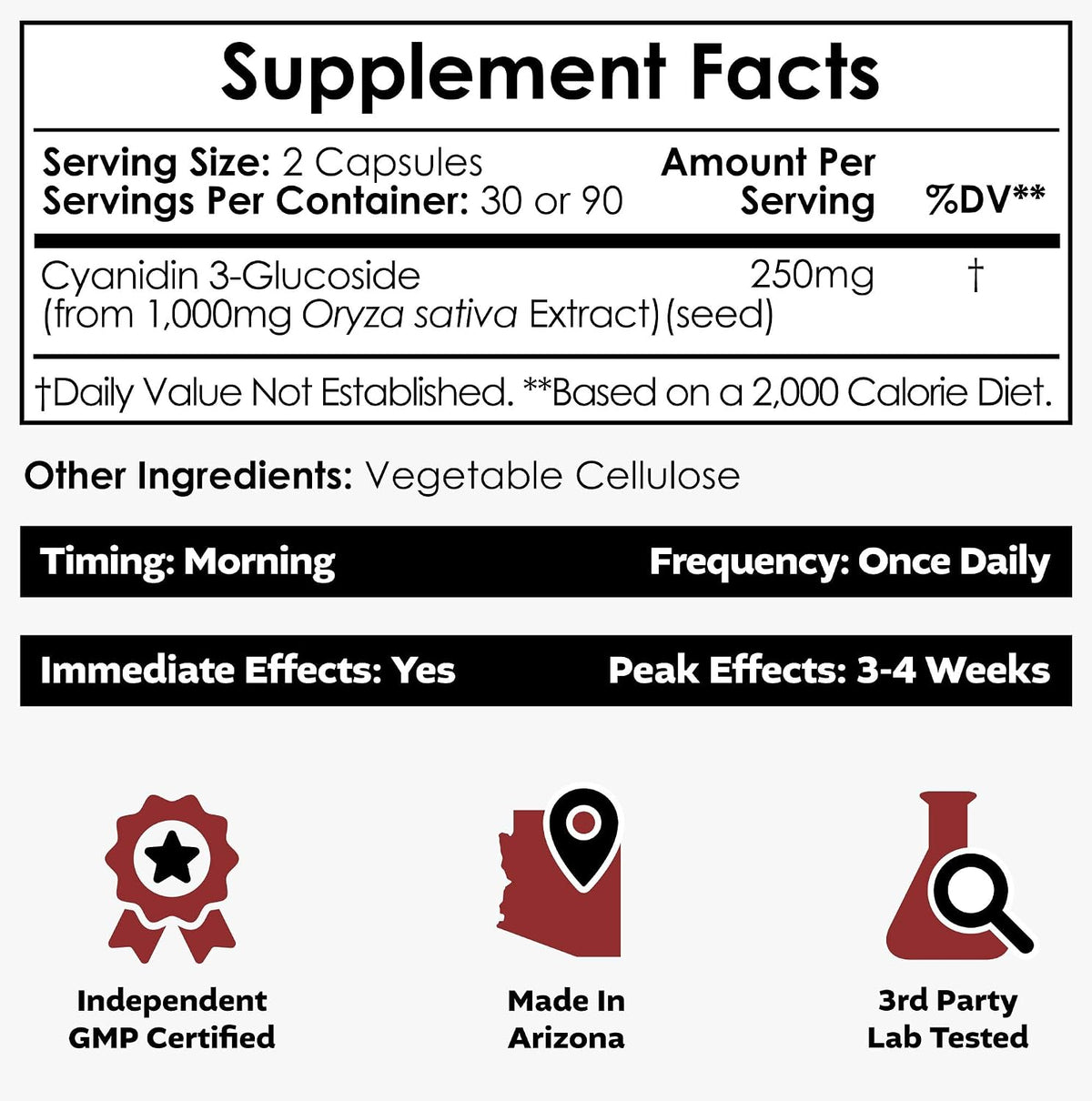 Nootropics Depot Cyanidin 3-Glucoside Capsules | 125mg | 180 Capsules | Black Rice Extract | C3G - görsel 2