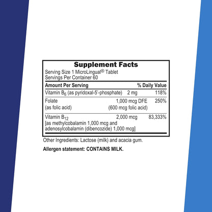 Superior Source NO Shot Advanced B-12 2000 mcg with B6 & Folic Acid - 60 Sublingual Tablets