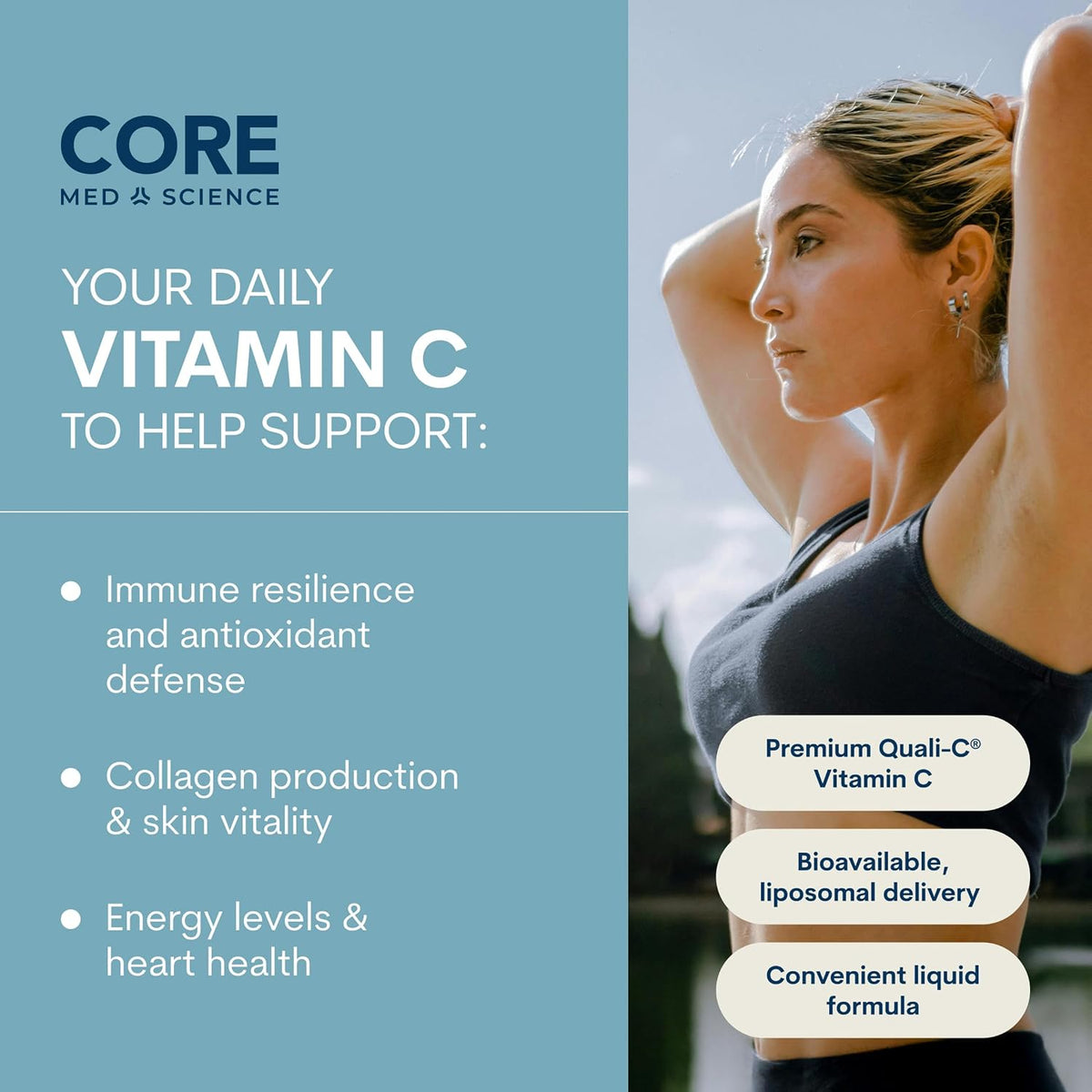 Core Med Science Liposomal Vitamin C Liquid 1000mg – Quali-C Ascorbic Acid, 150 ml (30 Servings) - görsel 2