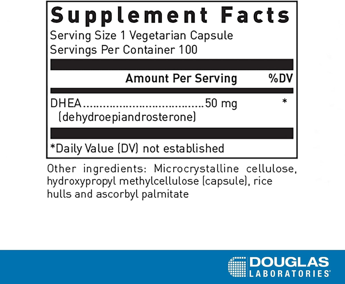 Douglas Laboratories DHEA 50 mg Capsules, Micronised - 100 Vegetarian Capsules - görsel 2