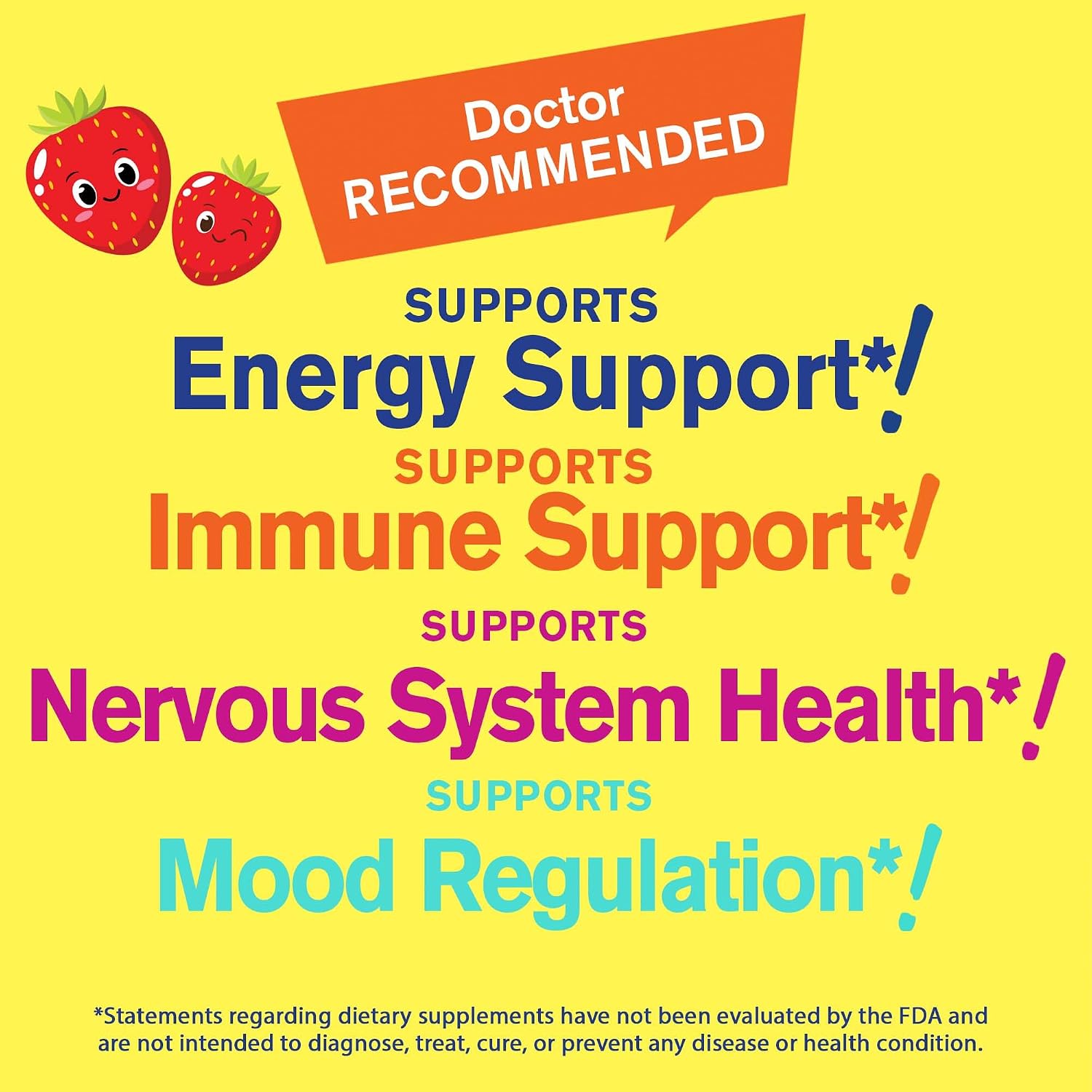 WellYeah B Complex Gummies for Children - with Vitamin C, Niacin, Vitamin B6, Folic Acid, Vitamin B12, Biotin & Pantothenic Acid - 2 Month Supply - Strawberry Flavour - Non GMO, Gluten-free - 60 Gummies - görsel 3