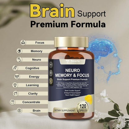 25 in 1 Brain Supplements for Memory and Focus - Nootropic Cognitive Support with L-Tyrosine, Bacopa Monnieri, Ginkgo Biloba, Alpha GPC - Non-GMO, Gluten-free