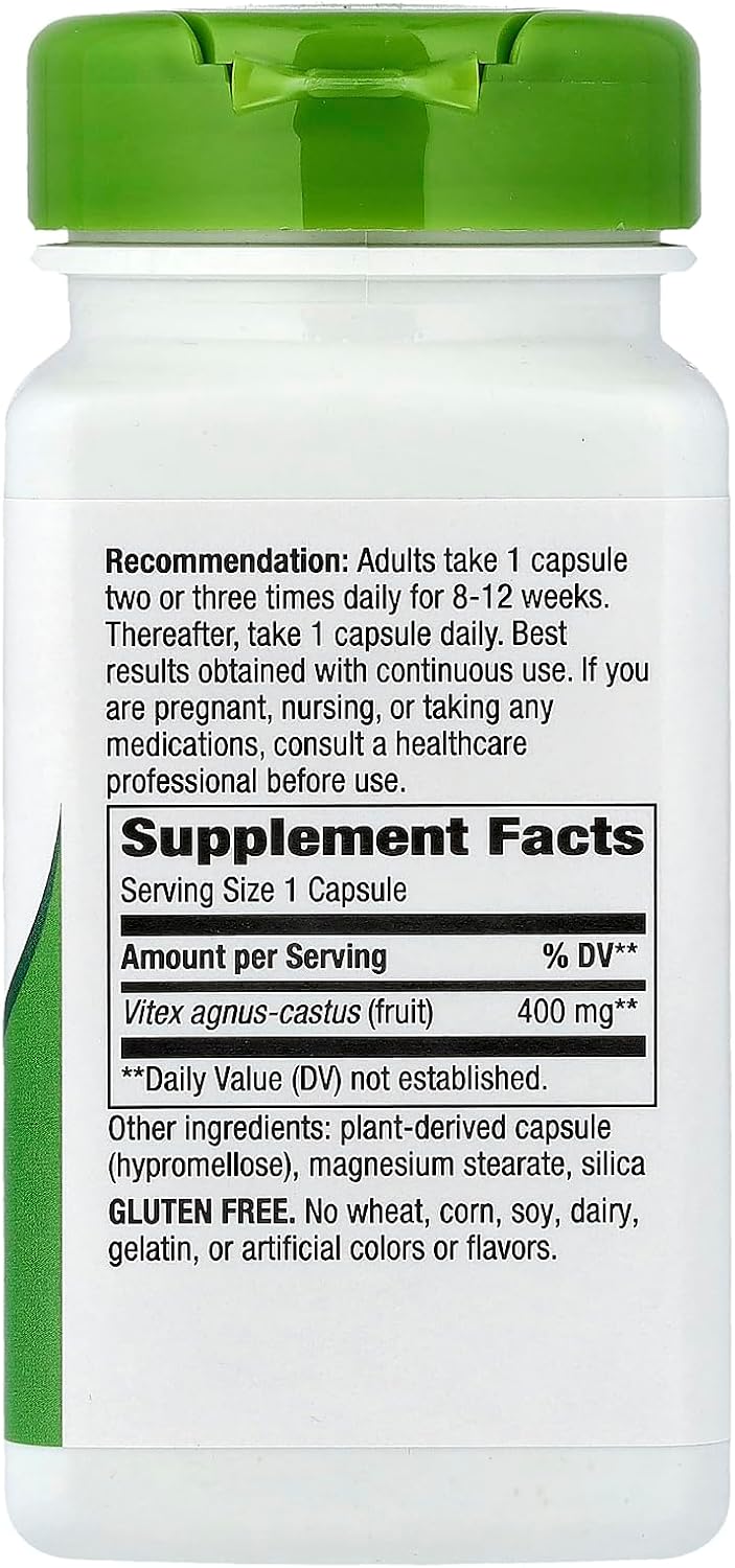 Nature's Way Vitex Fruit 400 mg, 100 Vegetarian Capsules - görsel 2