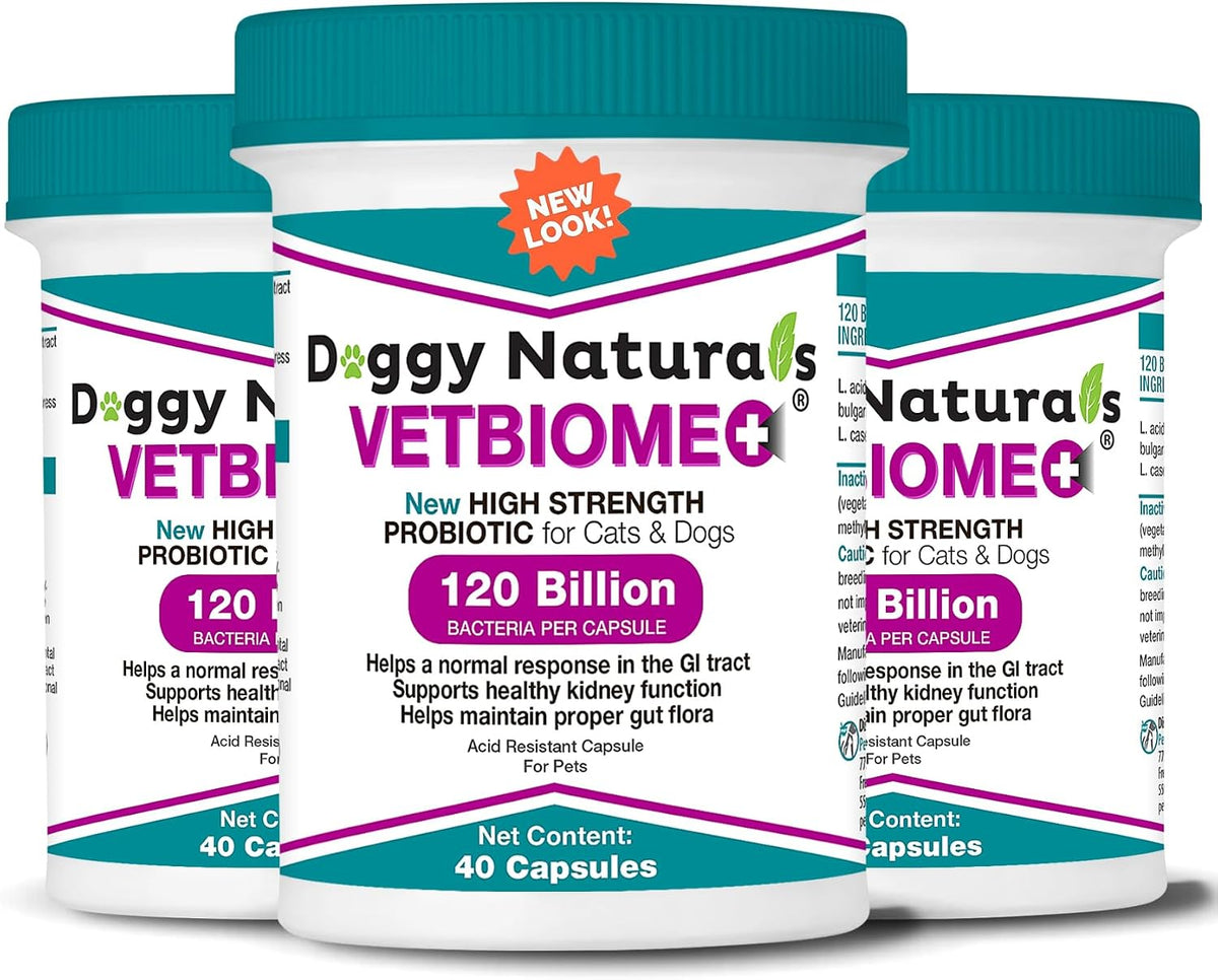 Vetbiome Plus High-Strength Probiotics for Pets - 120 Billion CFU, 9 Strain Formula - 120 Capsules (3 Pack) - görsel 1