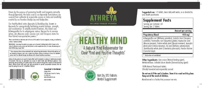 Athreya Herbs Healthy Mind Tablets – Brain Health Supplement, 120 Tablets, 30-Day Supply